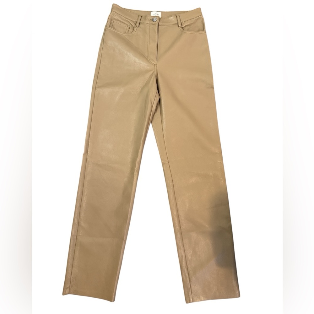 Wilfred Tan Faux buttery soft Vegan Leather Pants Size 4 - Picture 8 of 8